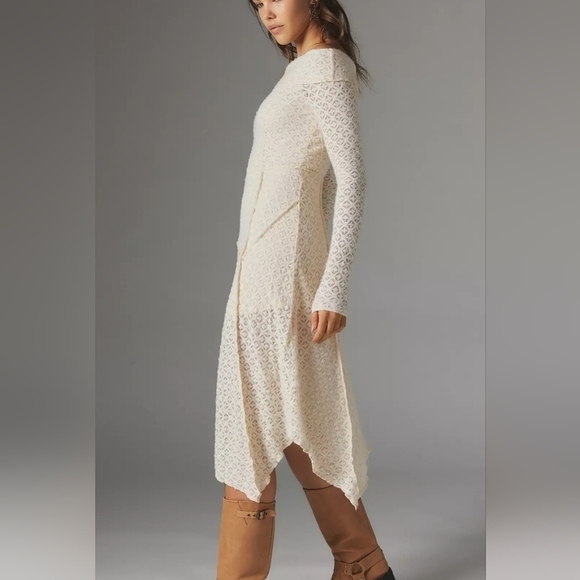 Urban Outfitters Yaya Asymmetrical Off the Shoulder Midi Dress in Lace NWT - Picture 4 of 14